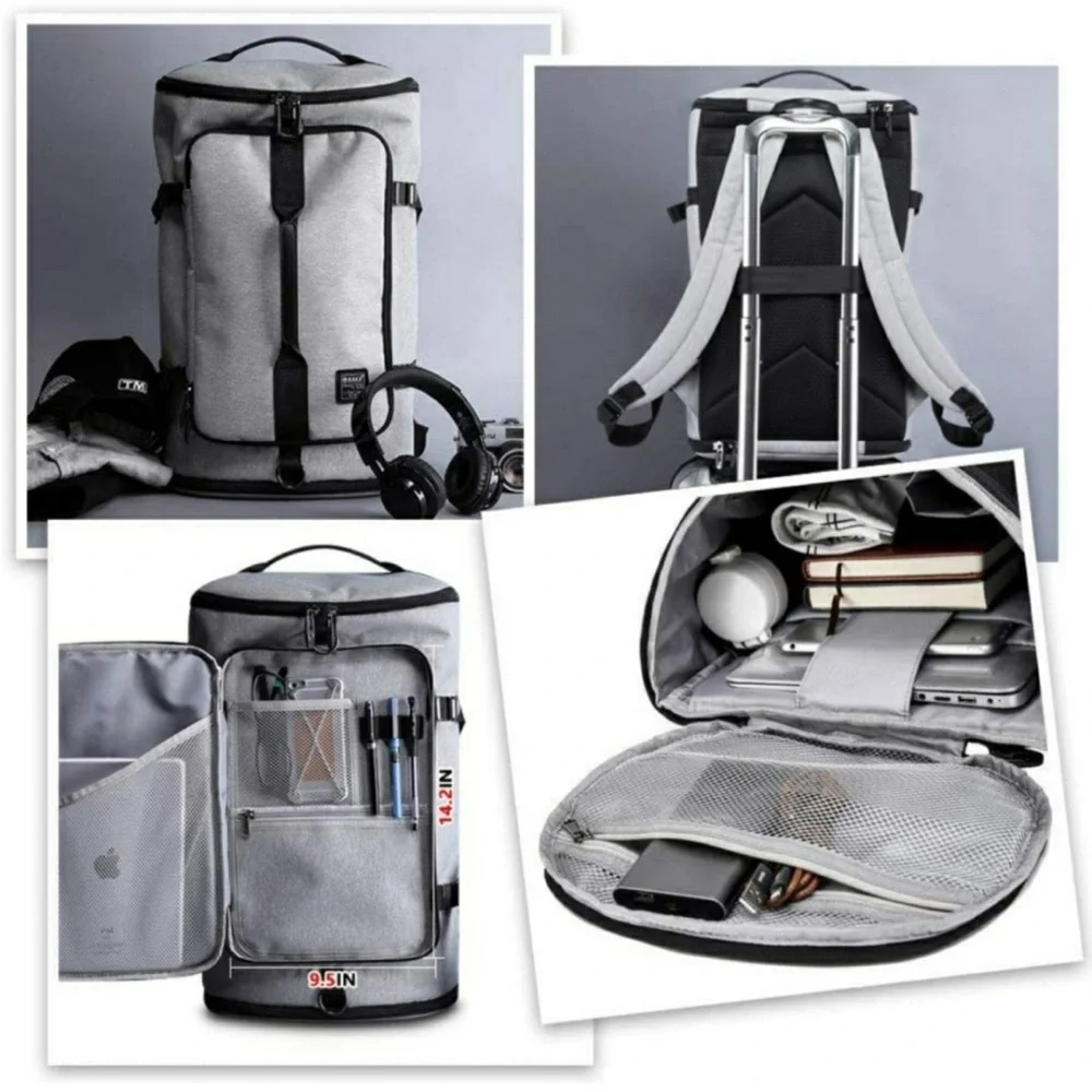 Gray Men's Tech Backpack - Travel & Laptop Organizer